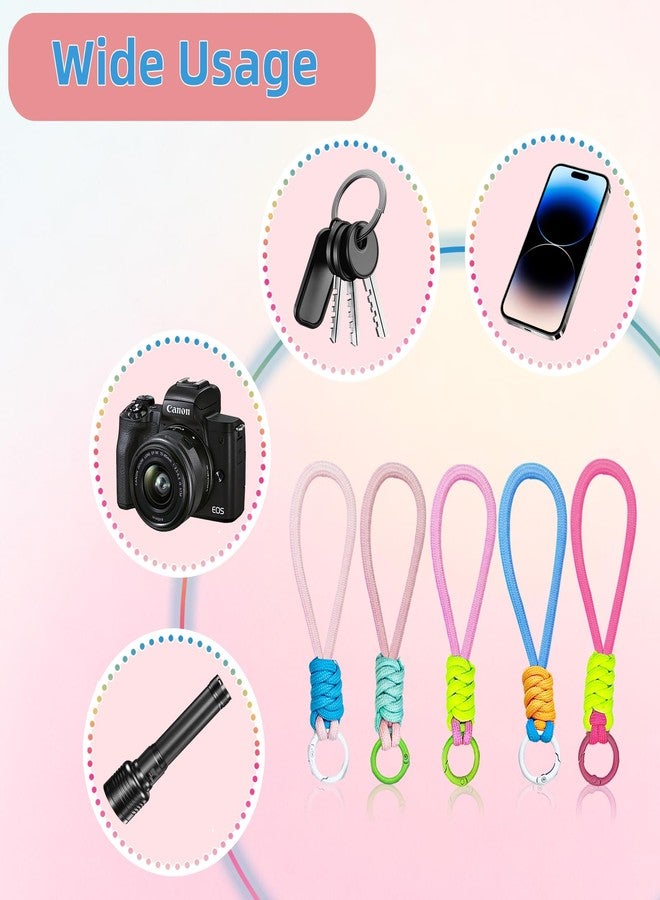 IIDEA 10pcs Multi-Color Braided Finger Strap Wrist Lanyard for Phone,Keys,AirPods,USB,ID Card Badge,Handmade Durable Eco-Friendly Keychain Loop - Image 3